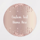 Roos gouden glitter aangepaste tekst naam labels (Design 2)
