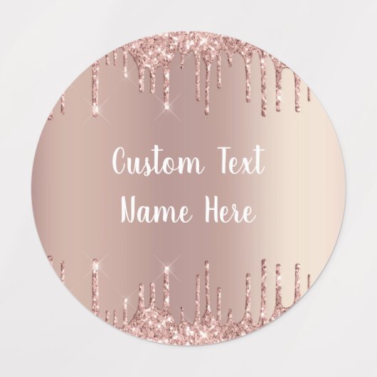 Roos gouden glitter aangepaste tekst naam labels (Design 3)