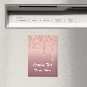 Roos Gouden Glitter Aangepaste Tekst Naam Magnet G (Insitu (Vaatwasser))