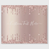 Roos Gouden Glitter Aangepaste Tekst Naam Verpakki Cadeaupapier (Vlak)