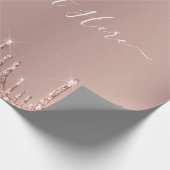 Roos Gouden Glitter Aangepaste Tekst Naam Verpakki Cadeaupapier (Hoek)