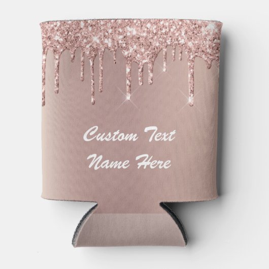 Roos gouden glitter aangepaste tekst partij Koelbo Blikjeskoeler (Voorkant)