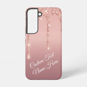Roos gouden glitter aangepaste tekst Samsung Galax Galaxy Hoesje