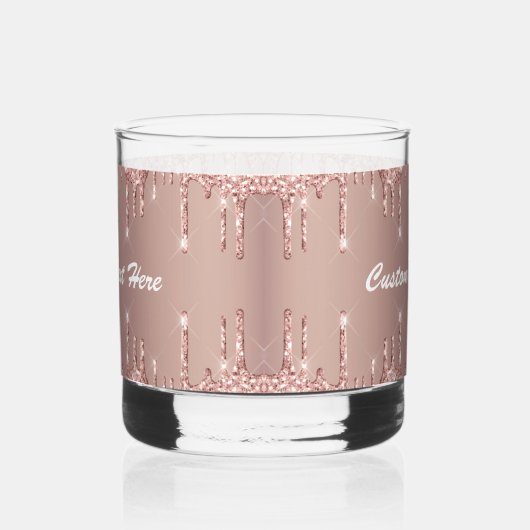 Roos gouden glitter aangepaste tekstnaam whisky glas (Links)