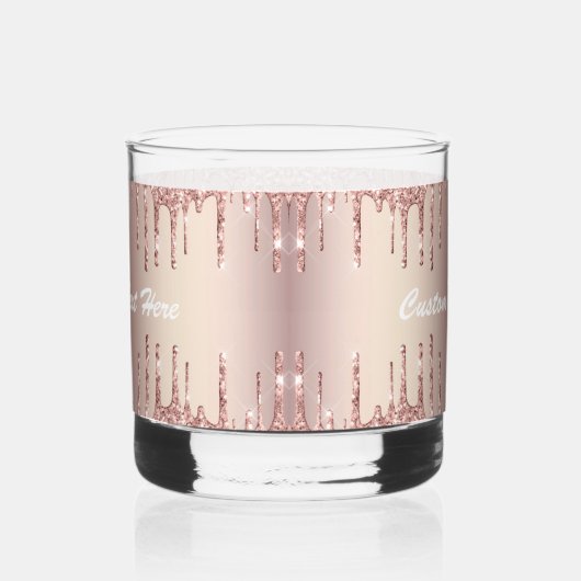 Roos gouden glitter aangepaste tekstnaam whisky glas (Rechts)