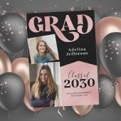 Roos gouden glitter afstuderen voor fotocollage aankondiging