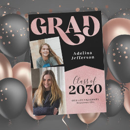 Roos gouden glitter afstuderen voor fotocollage aankondiging