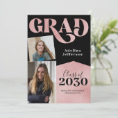 Roos gouden glitter afstuderen voor fotocollage aankondiging (Staand voorkant)