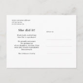 Roos gouden glitter afstuderen voor fotocollage aankondigingskaart (Achterkant)