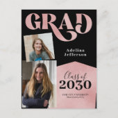 Roos gouden glitter afstuderen voor fotocollage aankondigingskaart (Voorkant)