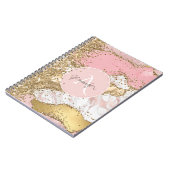 Roos Gouden Glitter Agaat Modern Elegant Monogram Notitieboek (Linkerzijde)