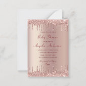 Roos Gouden Glitter Baby shower Uitnodiging Sjablo (Voorkant)