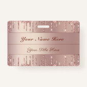 Roos Gouden Glitter Badge Sjabloon Aangepaste Naam (Voorkant)