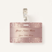 Roos Gouden Glitter Badge Sjabloon Aangepaste Naam (Achterkant met clip)