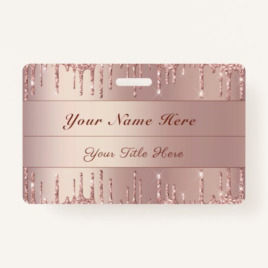 Roos Gouden Glitter Badge Sjabloon Aangepaste Naam (Achterkant)