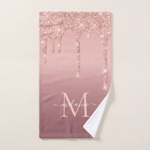 Roos Gouden Glitter Badhanddoeken Aangepaste Naam Bad Handdoek