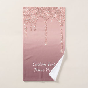 Roos Gouden Glitter Badhanddoeken met Aangepaste T Bad Handdoek