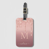 Roos Gouden Glitter Bagagelabel Aangepaste Letter  (Voorkant (verticaal))