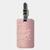 Roos Gouden Glitter Bagagelabel Aangepaste Naam Le (Voorkant verticaal)