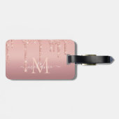 Roos Gouden Glitter Bagagelabel Aangepaste Naam Le (Achterkant horizontaal)