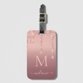 Roos Gouden Glitter Bagagelabel Aangepaste Naam Le (Voorkant (verticaal))