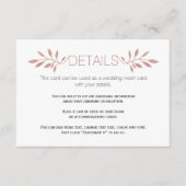 Roos gouden glitter bladeren bruiloft invoegen kaa informatiekaartje (Voorkant)