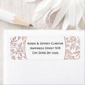 Roos gouden glitter bladeren patroon, lijst bruilo etiket (Insitu)