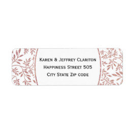 Roos gouden glitter bladeren patroon, lijst bruilo etiket