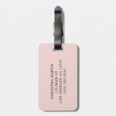 Roos Gouden Glitter Bloemblush en Zwart Monogram Bagagelabel (Achterkant verticaal)