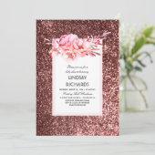 Roos Gouden Glitter  Bloemen baby shower Kaart (Staand voorkant)