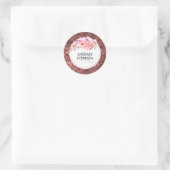 Roos Gouden Glitter Bloemen Blush Bruiloft Ronde Sticker (Tas)