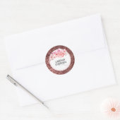 Roos Gouden Glitter Bloemen Blush Bruiloft Ronde Sticker (Envelop)