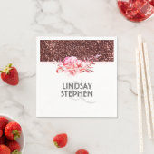 Roos Gouden Glitter  Bloemen Huwelijk Servet (Insitu)