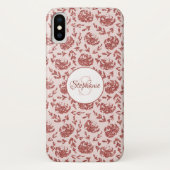 Roos Gouden Glitter Bloemen Monogram Case-Mate iPhone Case (Achterkant)