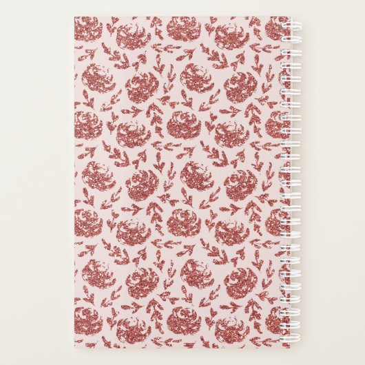 Roos Gouden Glitter Bloemen Monogram Planner (Achterkant)