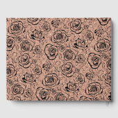 Roos Gouden Glitter Bloemen op Zwart Gastenboek (Achterkant)