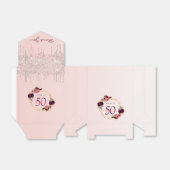 Roos gouden glitter bloemenverjaardag bedankdoosjes (Uitgevouwen)