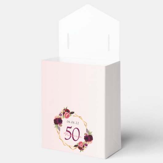 Roos gouden glitter bloemenverjaardag bedankdoosjes (Geopend)