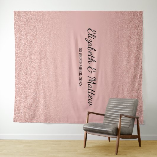 Roos gouden glitter blush bruiloft achtergrond tep wandkleed (In Situ (horizontaal))