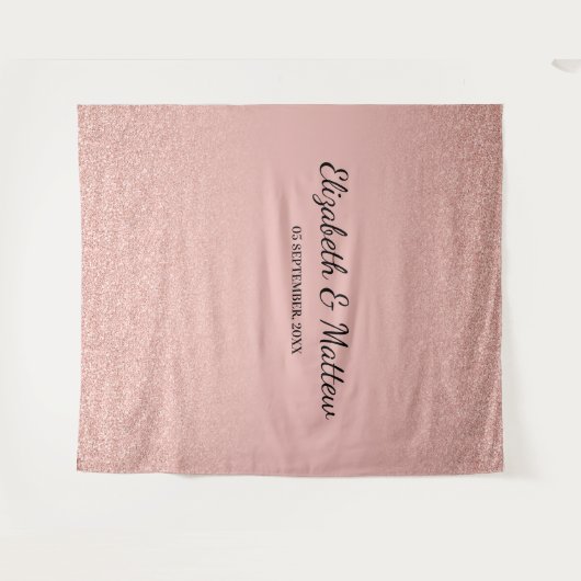 Roos gouden glitter blush bruiloft achtergrond tep wandkleed (Voorkant (horizontaal))