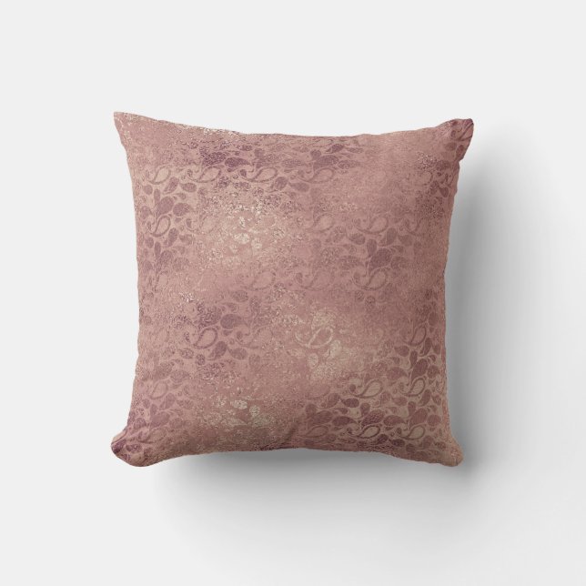 Roos Gouden Glitter Blush Foxier Roze Kussen (Voorkant)