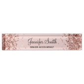 Roos gouden glitter blush naambordje (Voorkant)