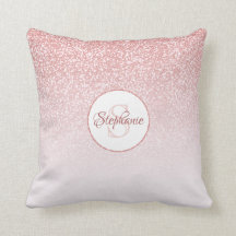 Roos gouden glitter blush ombre ronde monogram