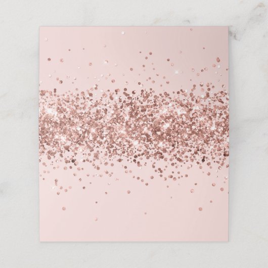 Roos gouden glitter blush plaatskaartje (Buitenkant ongevouwen)