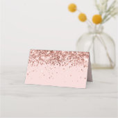 Roos gouden glitter blush plaatskaartje (Achterkant)
