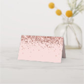 Roos gouden glitter blush plaatskaartje (Voorkant)
