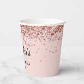 Roos Gouden Glitter Blush Roze 30ste Verjaardag Papieren Bekers (Achterkant)