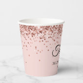 Roos Gouden Glitter Blush Roze 30ste Verjaardag Papieren Bekers (Voorkant)