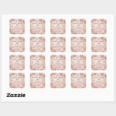 Roos Gouden Glitter Blush Roze Bloemen Elegant Bri Vierkante Sticker (Vel)