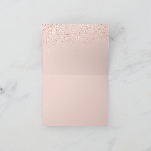 Roos gouden glitter blush roze bruiloft dank u kaart (Binnen)